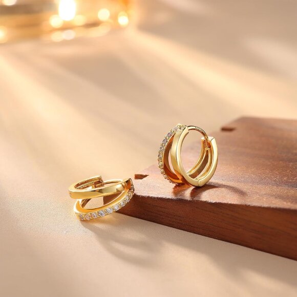 Luxurious Gift-Ready 14K Gold Plated Sterling Silver Earrings Set for Women - Picture 6 of 6